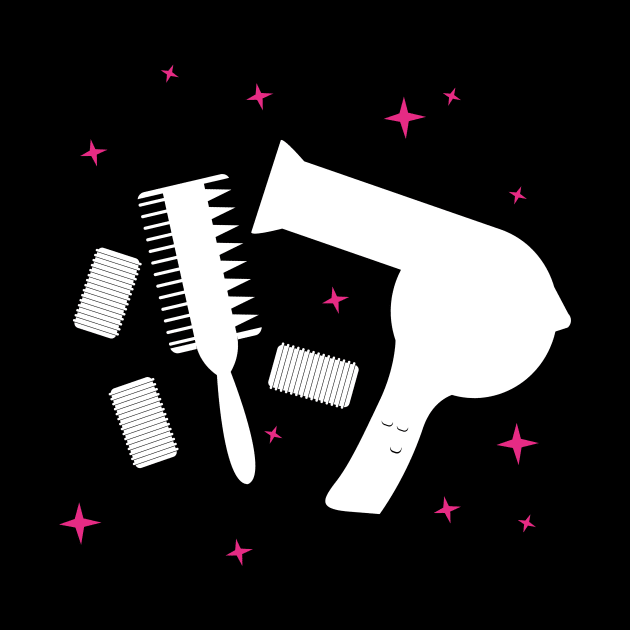 Hair Salon Hairdresser Logo Hair Dryer Brush by Foxxy Merch