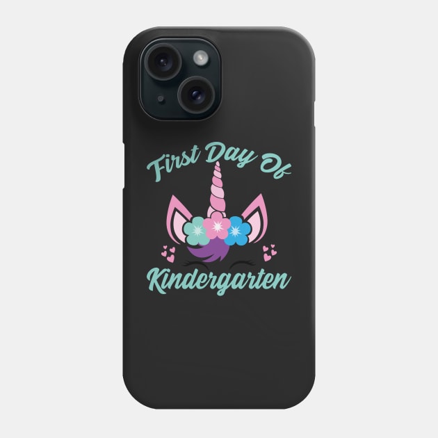 Unicorn With Green Text | First Day of Kindergarten Phone Case by Estrytee