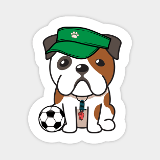 Bulldog Playing Soccer Magnet