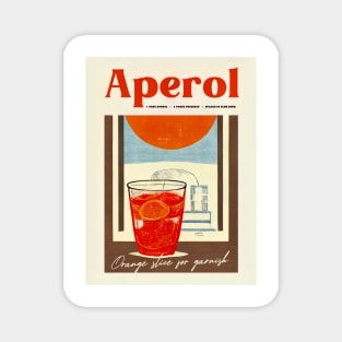 Retro Aperol Poster Sunny Day Homebar, Kitchen Bar Prints, Vintage Drinks, Recipe, Wall Art Magnet