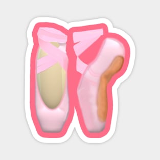 Small Ballerina Toe Shoes (Pink Background) Magnet