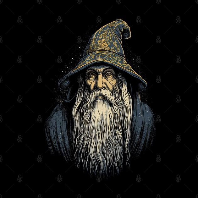 Retro Dark Wizard Vintage Fantasy illustration by AltrusianGrace