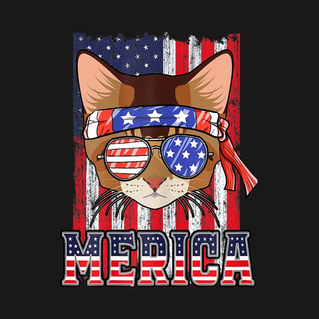 4th Of July Merica Cat Patriotic American Flag Gift Cats by Jannysingle