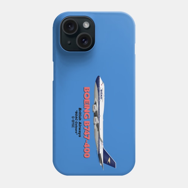 Boeing B747-400 - British Airways "BOAC Colours" Phone Case by TheArtofFlying