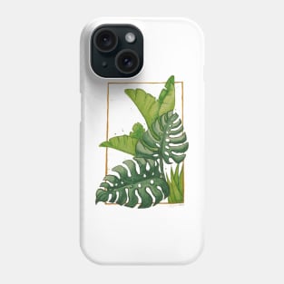 Handpainted Watercolour Monstera Banana Plant Leaves Floral Pattern Phone Case