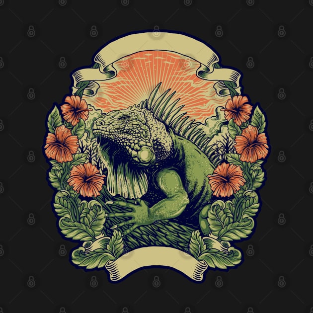 Iguana colorful vintage retro design by SpaceWiz95