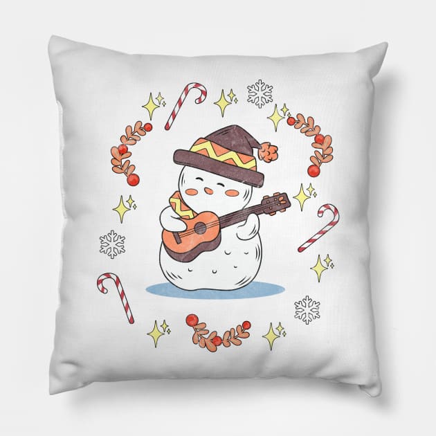 Snowman plays guitar Pillow by ARTerritory