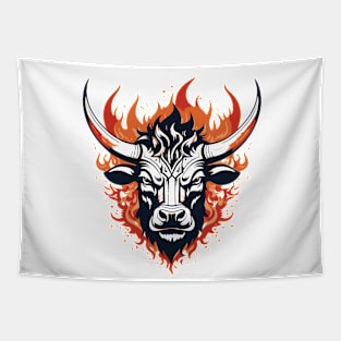 Fierce Taurus Bull - Graphic Design Tapestry