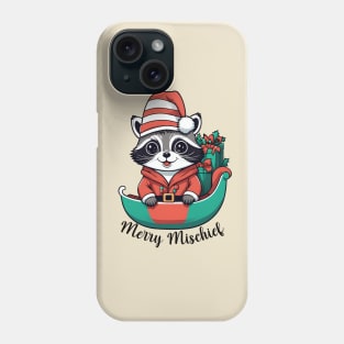 Merry Mischief Raccoon Christmas Sleigh Tee Phone Case
