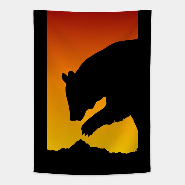 Sunset Bear - Grizzly Bear Black Bear Brown Bear - Bear Lover Gift Tapestry by ballhard