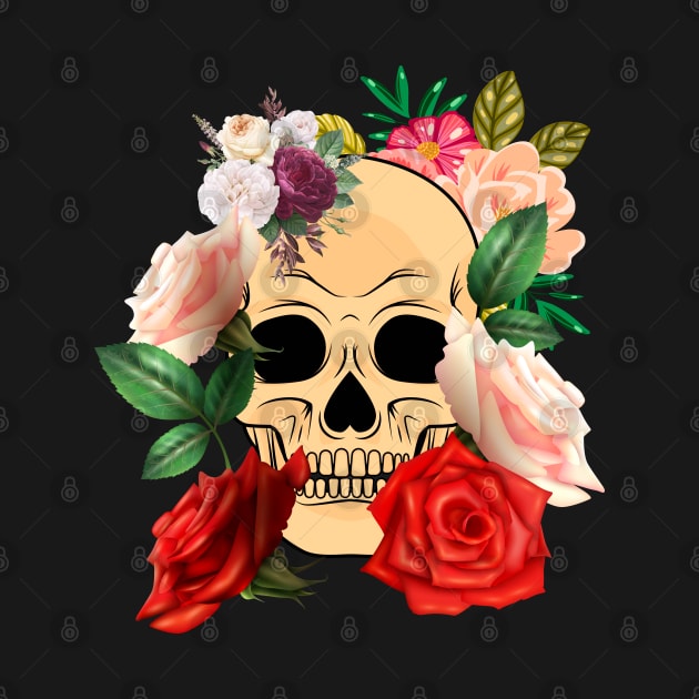 skull and Flowers: hundred flower by JHFANART