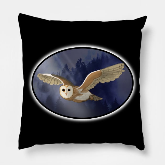 Glowing Barn Owl Oval Pillow by Aeriskate