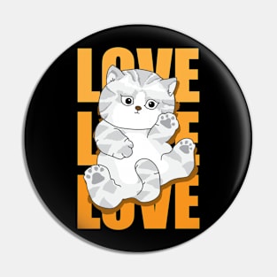 Love with cute cat typography design Pin