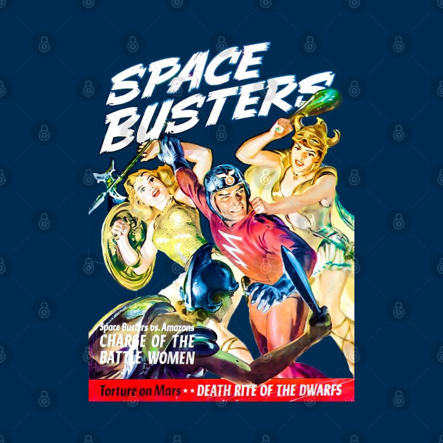 Battle Women Space Mars  Retro Busters Cover 1952 Vintage Comic by REVISTANGO