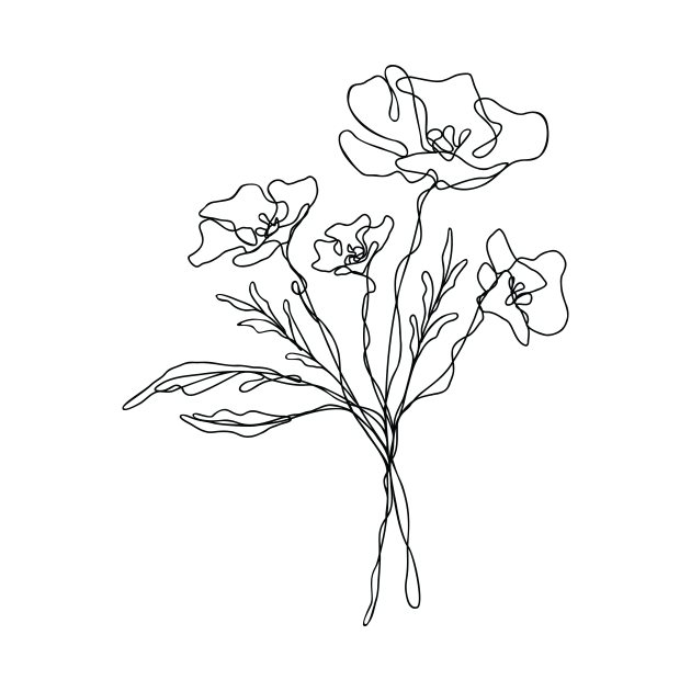 Wild Flower Botanical Line Art | Elegant Floral Leaf Design by RachelFCreative