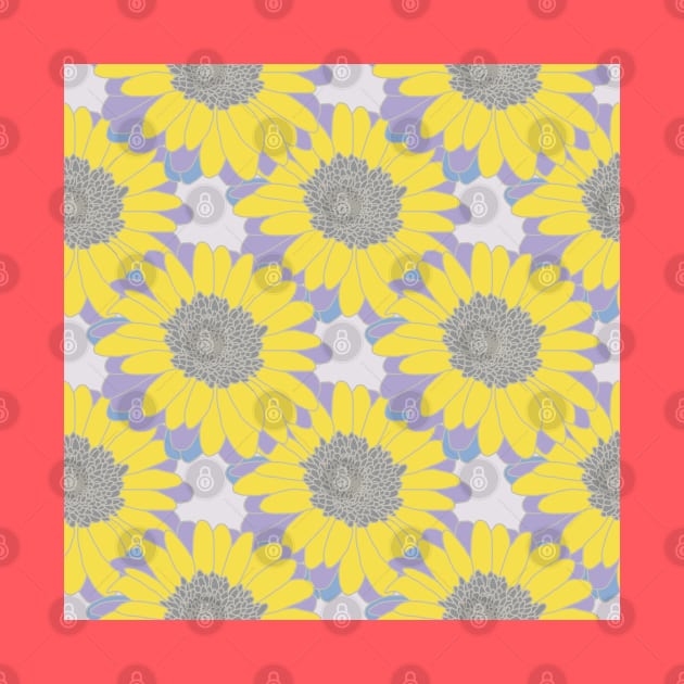 Yellow Daisy Floral Pattern by ellenhenryart