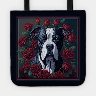 Staffordshire bull terrier red roses 2 Tote