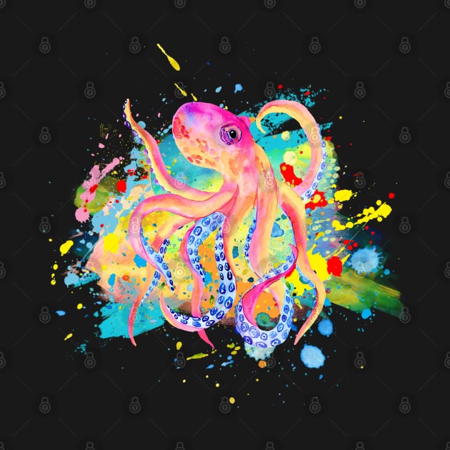 Octopus Splash of Color by Printed Passion