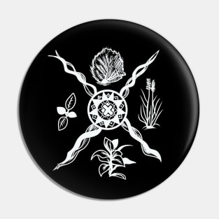 Native American Sacred Plant White Print Pin