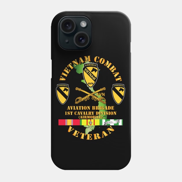 Vietnam Combat Cavalry Veteran w  Aviation Brigade - 1st Cav Div Phone Case by twix123844