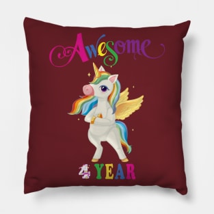 4th Birthday Unicorn Pillow