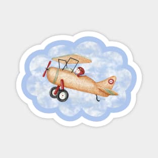 Boy flying toy plane Magnet