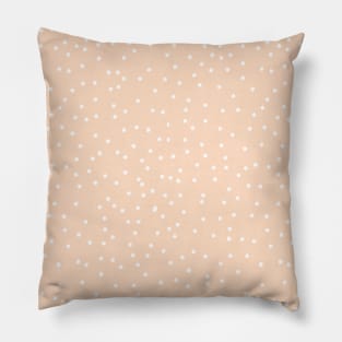 Light Brown Coral Sand Pastel Color White Dots Pattern Pillow