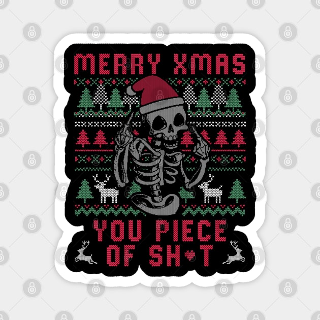 Christmas Skull Funny Ugly Sweater Magnet by eduely