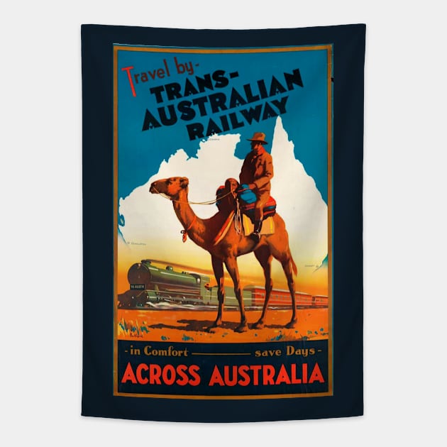 Vintage Travel Poster - Trans-Australian Railroad Tapestry by Starbase79