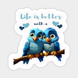 Whimsical Blue Birds: A Disney-Inspired Delight Magnet