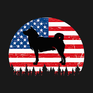 Vintage Retro Shiba Inu American Flag 4th of July Gifts T-Shirt