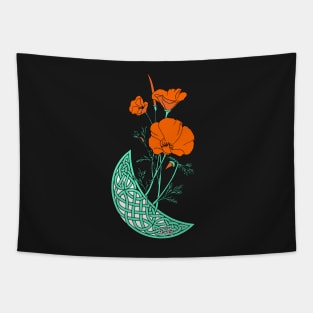 California Poppies with Pictish Moon Bloom Tapestry