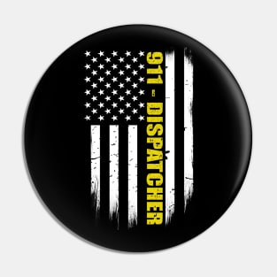 911 Dispatcher Thin Gold Line Flag Pin