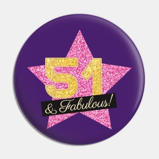 51st Birthday Gifts Women Fabulous - Pink Gold Pin