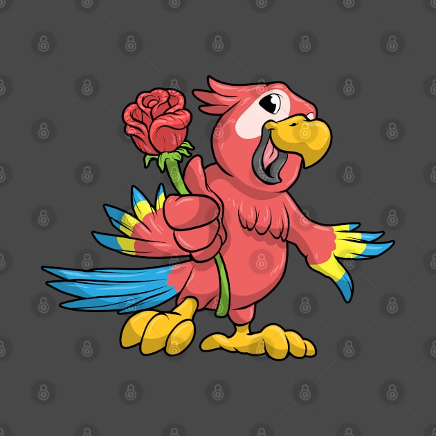 Parrot with yellow Beak and red Rose by Markus Schnabel