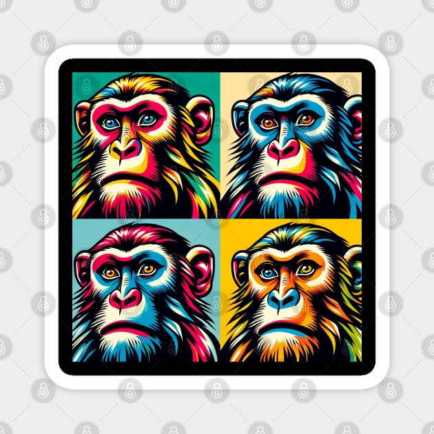 Prismatic Primate Panorama: Pop Art Monkey Magic Magnet by PawPopArt