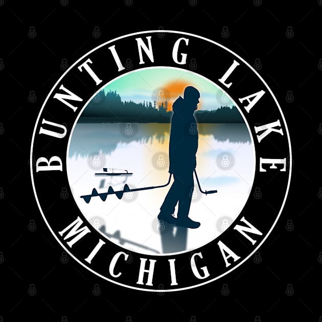 Bunting Lake Ice Fishing Michigan Sunset by BirdsEyeWorks