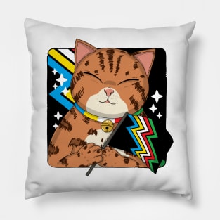 Cute Bengal Cat Holding Disability Pride Flag Pillow