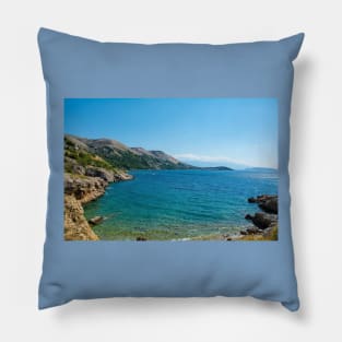 Coast Near Stara Baska, Krk, Croatia Pillow