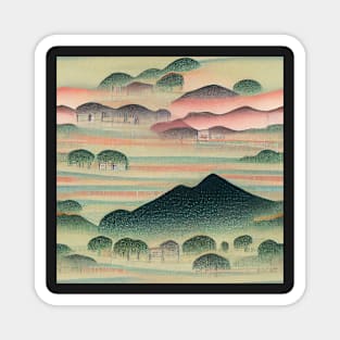 Mountain Villages Chiyogami Pattern Magnet