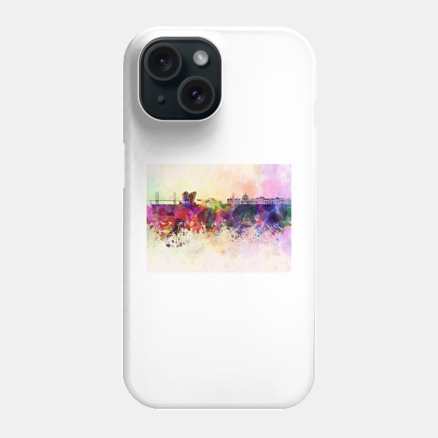 Copenhagen skyline in watercolor background Phone Case by PaulrommerArt