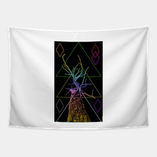 Geometric Rainbow Tree Tapestry