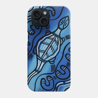 Aboriginal Art - Lizard Blue Phone Case