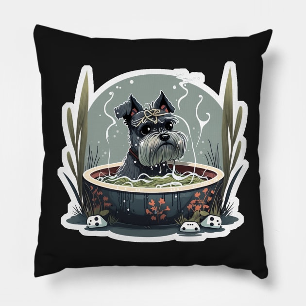 Schnauzer Noodle Hot Tub - Schnauzer Series Pillow by SLMGames