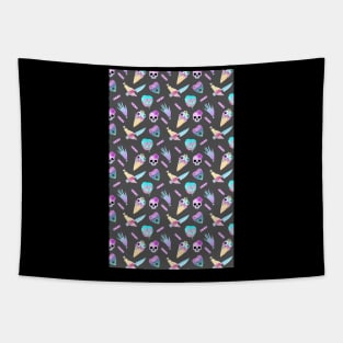 Pastel Goth Occult Pagan Pattern Creepy Cute Tapestry