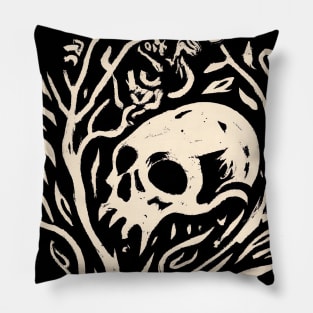 Skull in Plants Pillow