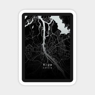 Riga Latvia City Map dark Magnet