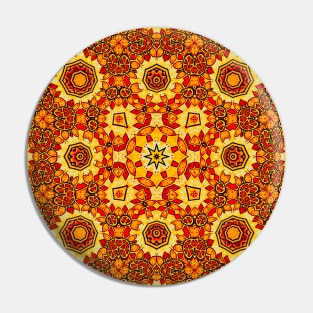 Abstract Orange Mandala Pin