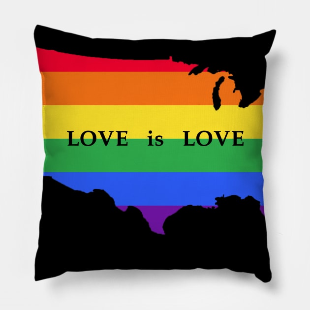 Love is Love  Pride T Shirt LGBT Vintage Pride Quality Pillow by mdstore