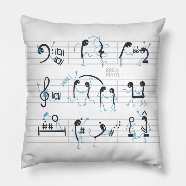 Musical notes dancing salsa! Pillow by bailopinto